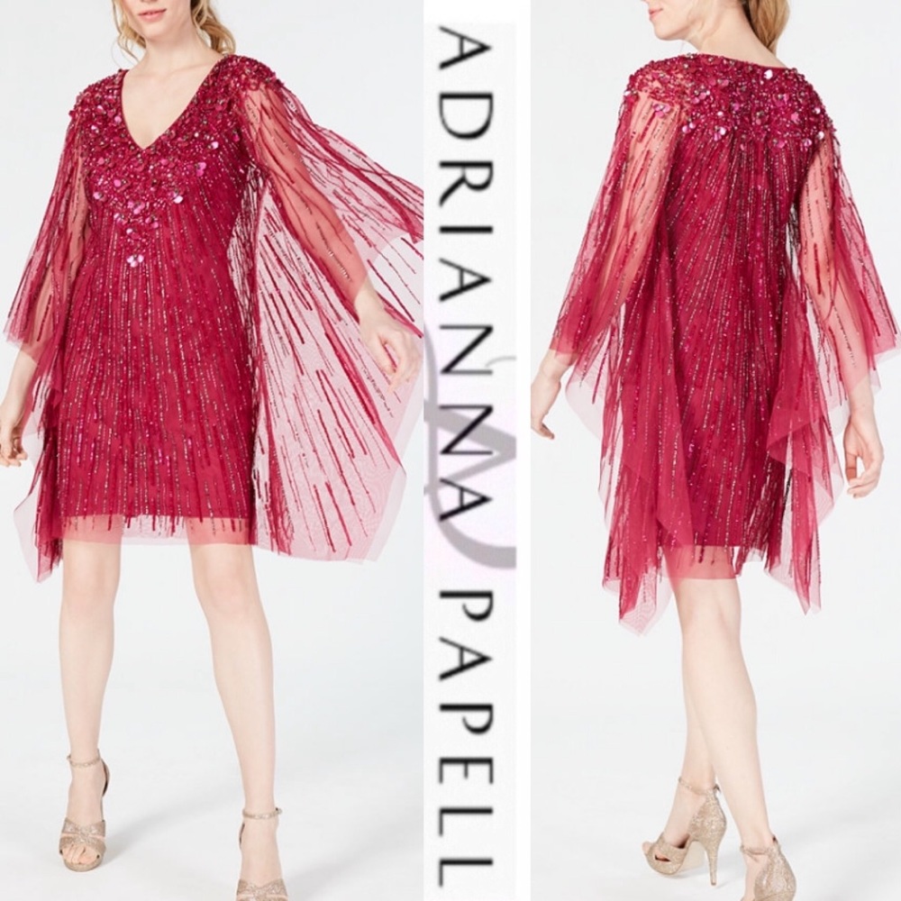 Adrianna Papell beaded sequin caftan dress